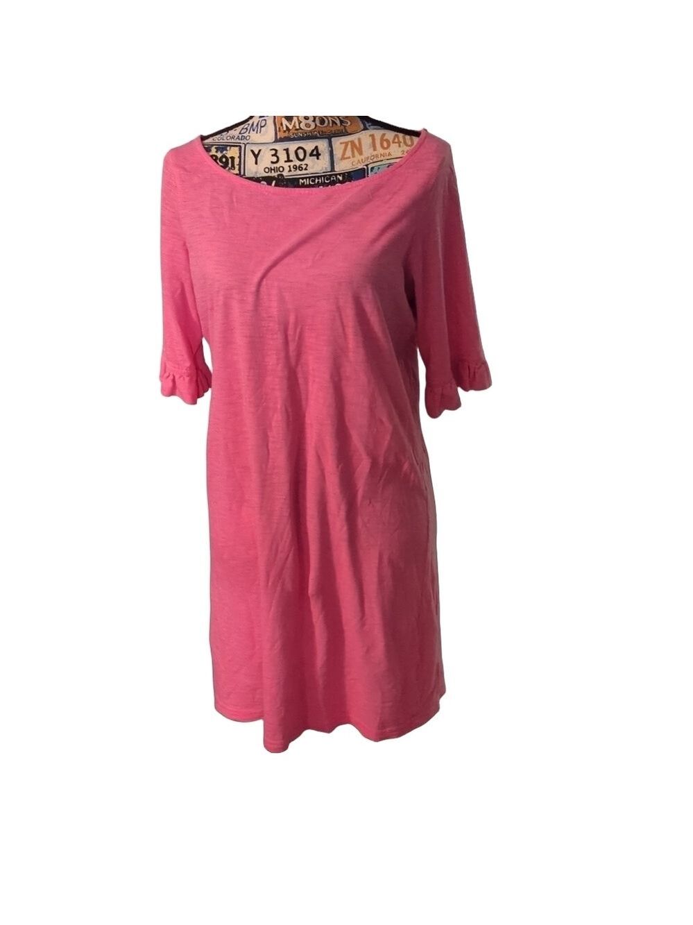 Lilly Pulitzer Ruffled 1/2 Sleeve Pink Mini Dress Size Medium - Picture 2 of 10